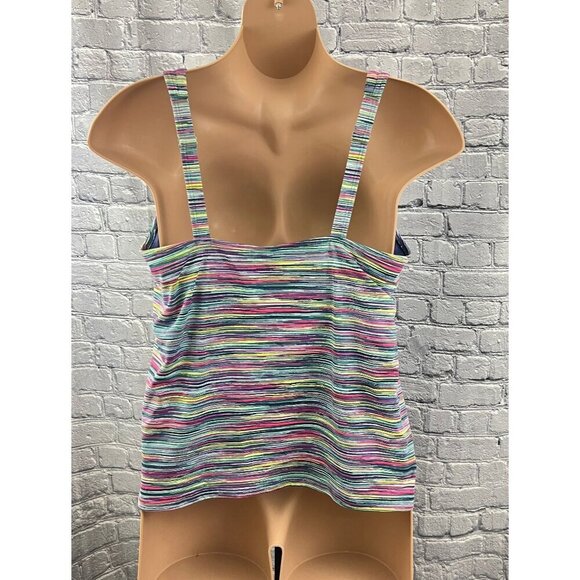 Lands' End Womens Stripe Tankini Swim Top Size 22W Adjustable Straps - Picture 2 of 8